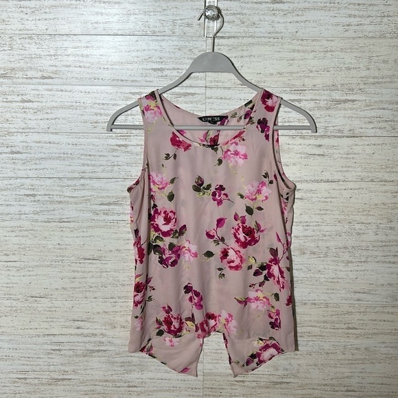 Express Open Back Pink Floral Top | S/P - Picture 1 of 5